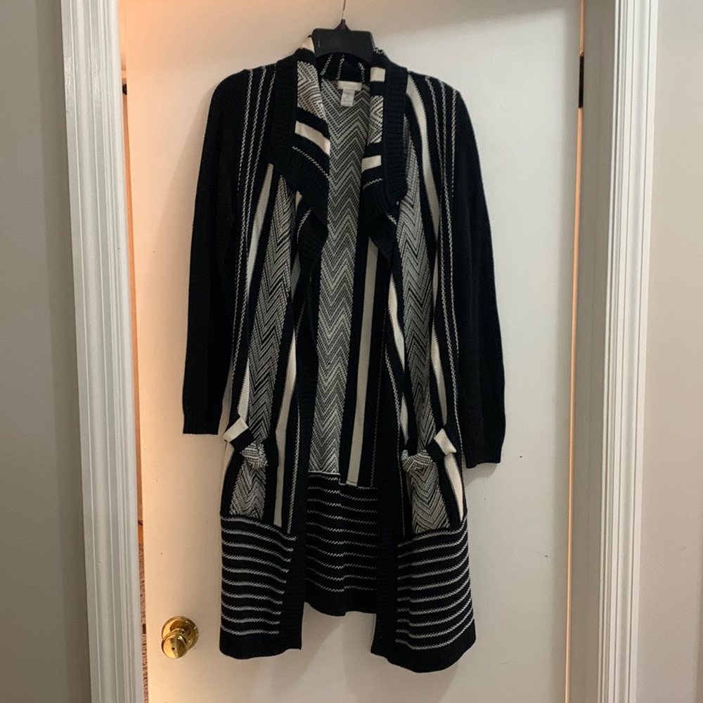 Chicos Black and White Cardigan